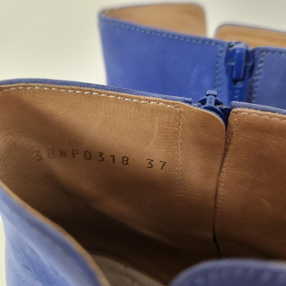 Maison Martin Margiela Blue Suede Leather Clear Heel Booties Boots Shoes 37 7 - Picture 12 of 15